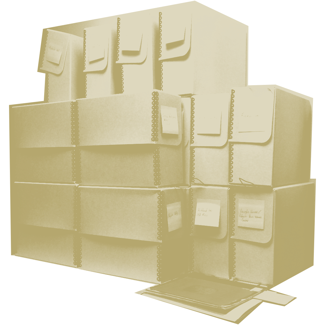 conjunto de cajas con documentos